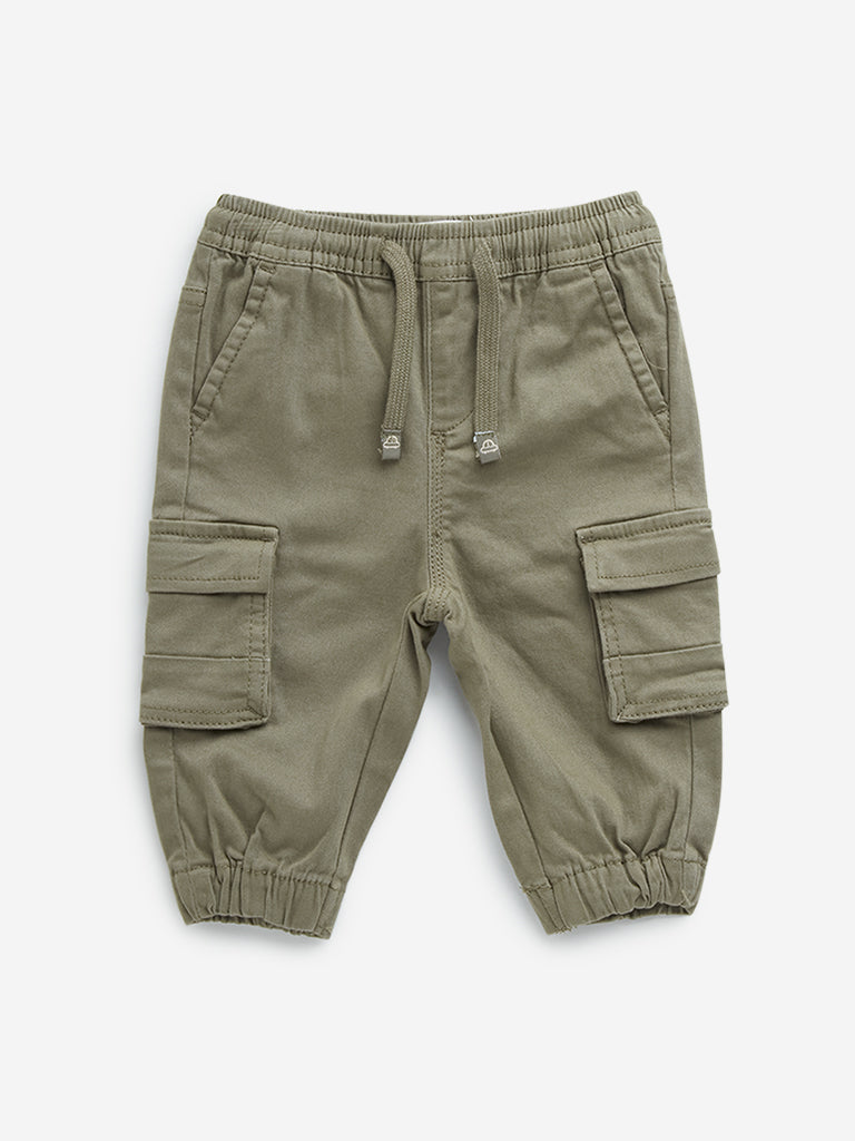 HOP Baby Sage Mid-Rise Cotton Cargo Joggers