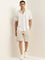 Ascot White Striped Printed Relaxed-Fit Blended Linen Shirt