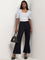 Wardrobe Navy High-Rise Bootcut Trousers