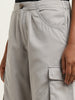Nuon Grey High-Rise Harem-Style Cotton Blend Pants