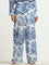 Wardrobe Ivory & Blue Foliage Print High-Rise Trousers