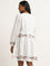 LOV White Floral Embroidered Tiered Cotton Dress