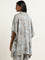 Utsa Dusty Blue Foliage Printed A-Line Kaftan Style Kurta