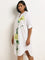 Gia White Floral Printed Straight Cotton Dress