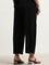 Gia Black Ribbed Textured High-Rise Pants