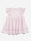 HOP Baby Light Pink Floral Embroidered A-Line Cotton Dress