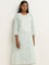 Utsa Aqua Ikat Pattern Straight Cotton Kurta