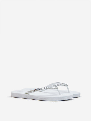 LUNA BLU White Embellished Flip-Flop