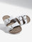 LUNA BLU White Double Band Comfort Leather Sandals