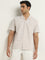 WES Casuals Light Beige Striped Relaxed-Fit Cotton Shirt