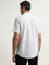 WES Casuals White Leaf Printed Slim-Fit Blended Linen Shirt