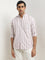 WES Casuals Dusty Pink Stripe Printed Slim-Fit Cotton Shirt