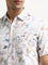 WES Casuals White Leaf Design Slim-Fit Cotton Shirt