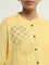 Utsa Mustard Embroidered A-Line Cotton Blend Kurta