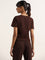 Superstar Brown Ruched-Detailed Cotton Blend Top