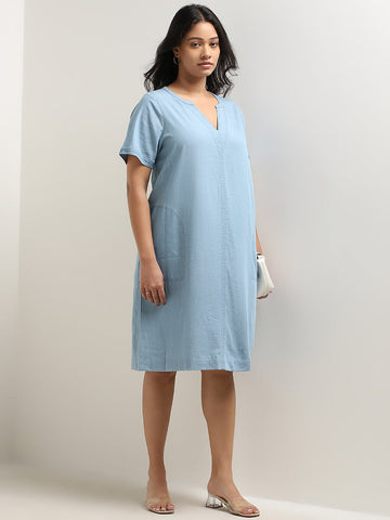 Gia Light Blue Straight Denim Dress