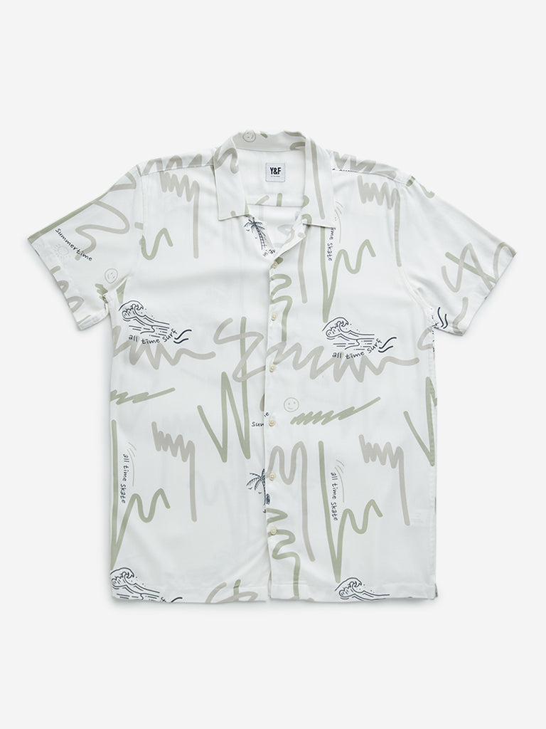 Y&F Kids Off-White Surf-Inspired Resort-Fit Shirt