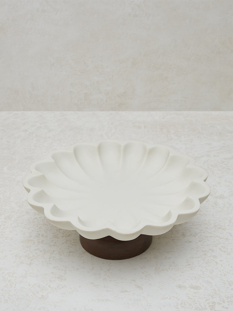 Westside Home White Marble Bowl On Stand