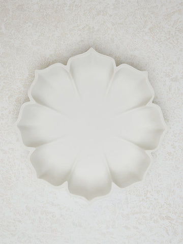 Westside Home White Marble Lotus Decorative Platter - Large