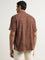 Ascot Tan Abstract Design Relaxed-Fit Blended Linen Shirt