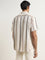 Ascot Beige Stripe Printed Relaxed-Fit Blended Linen Shirt