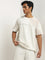 Studiofit Off-White Text Design Relaxed-Fit Cotton T-Shirt