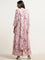 Zuba Mauve Floral Printed A-Line Kurta