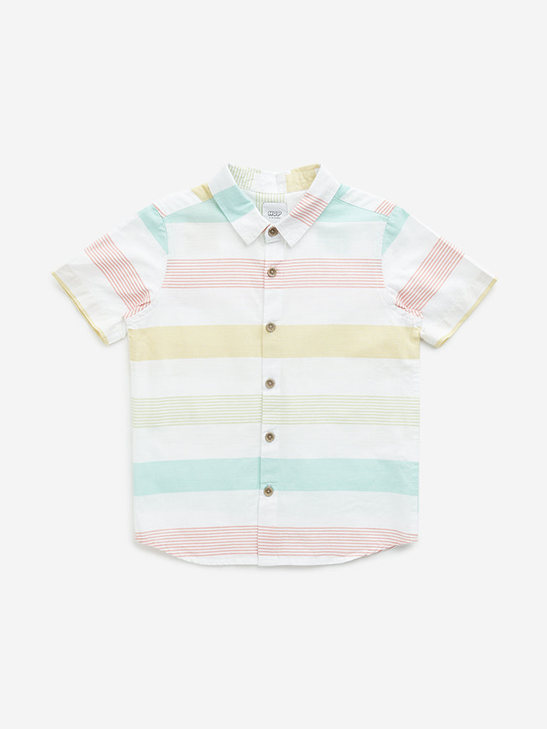 HOP Kids Multicolour Stripe Printed Cotton Shirt