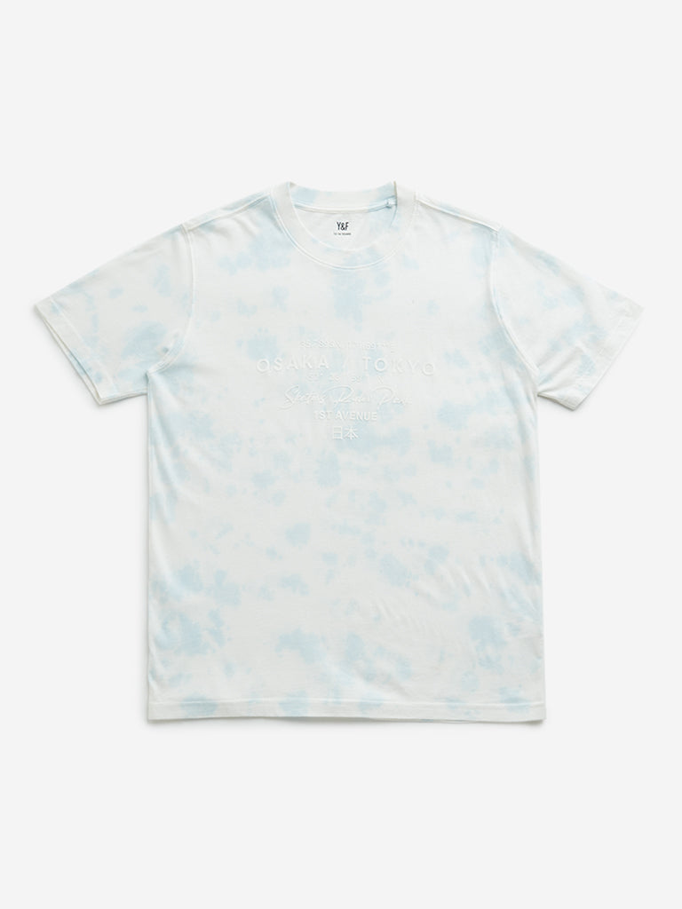 Y&F Kids White Tie-Dye Printed Cotton T-Shirt