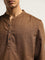 ETA Brown Solid Resort-Fit Cotton Shirt