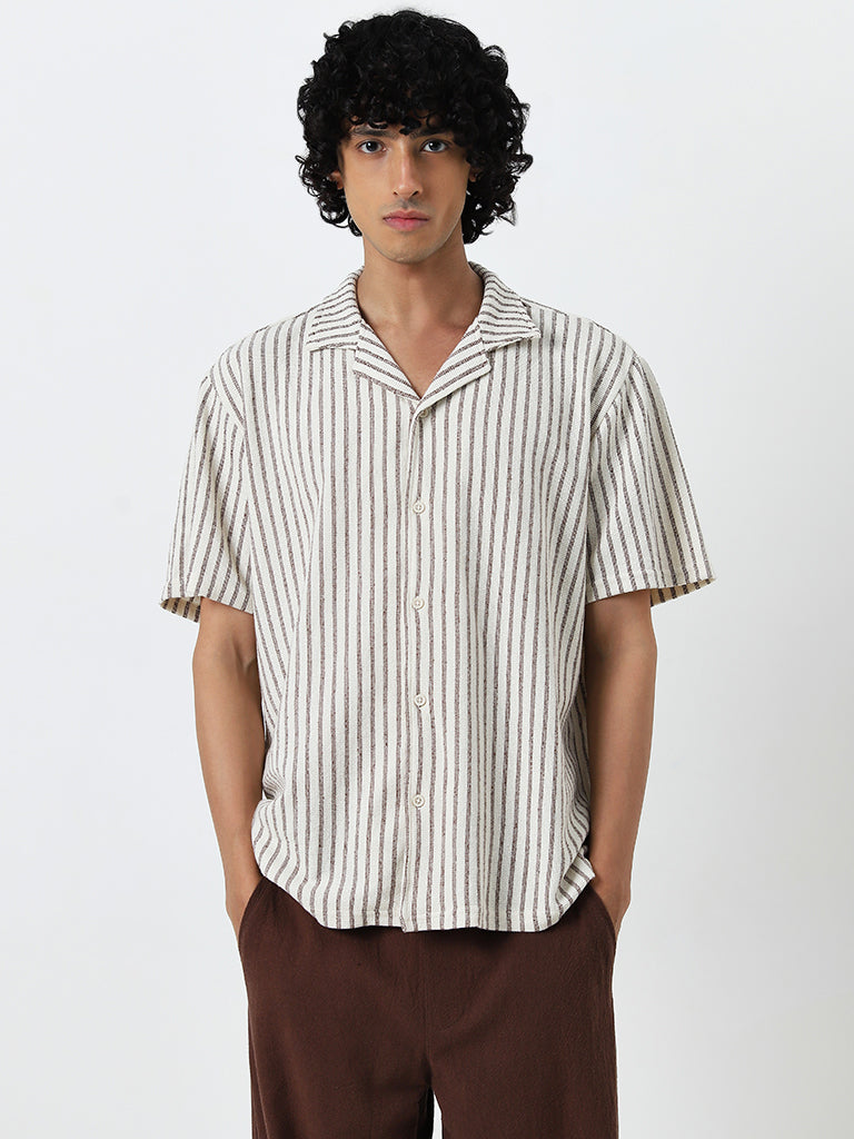 ETA Brown Striped Relaxed-Fit Shirt