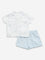 HOP Baby Light Blue Printed Cotton Shirt with Shorts Set