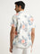 WES Casuals White Floral Printed Slim-Fit Cotton Shirt