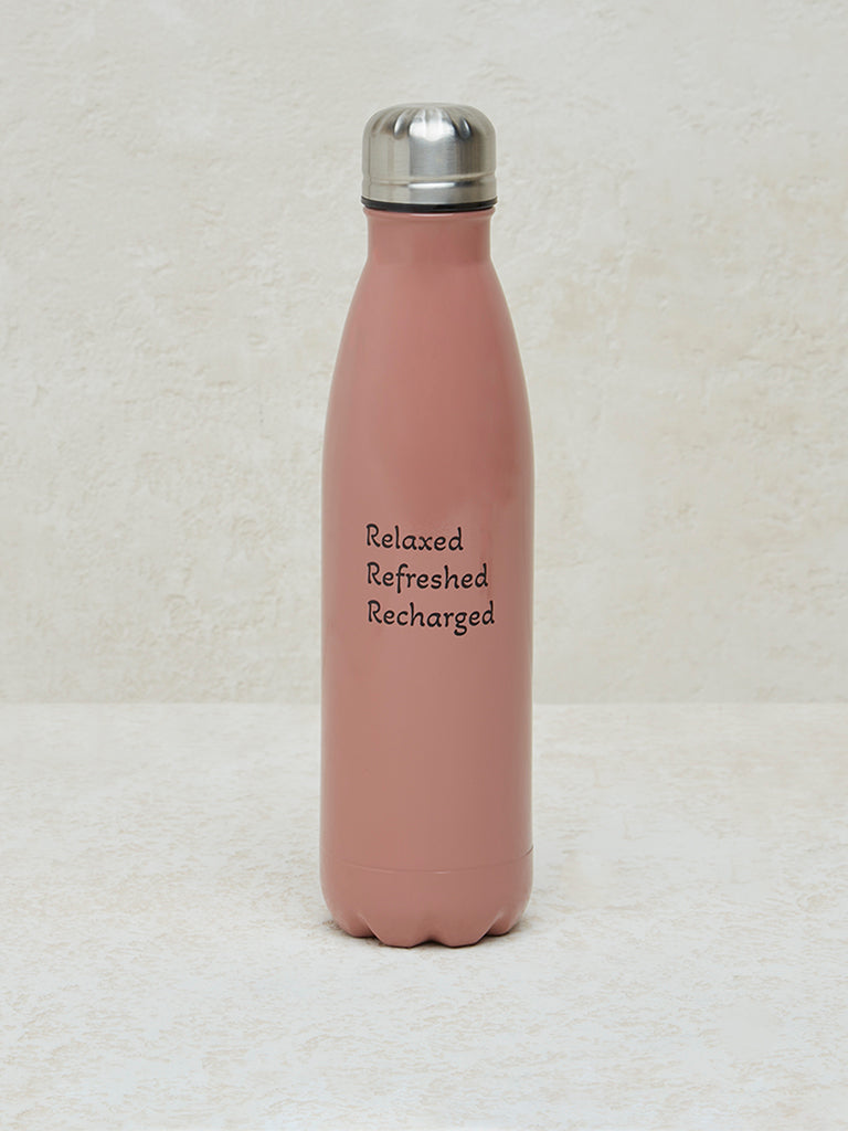 Westside Home Dusty Rose Text Design Water Bottle