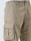 WES Casuals Khaki Relaxed-Fit Mid-Rise Cotton Cargo Shorts