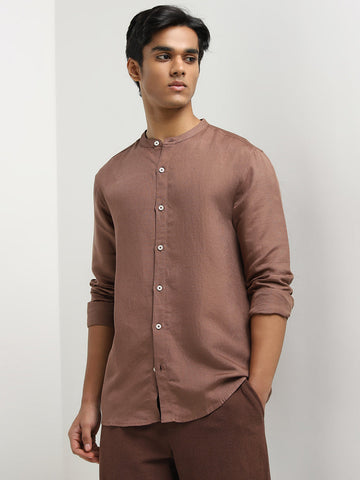 ETA Brown Solid Resort-Fit Shirt