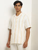 ETA Light Yellow Striped Knitted Relaxed-Fit Cotton Shirt