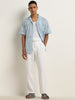 ETA Light Blue Schiffli Design Relaxed-Fit Cotton Shirt