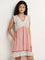 Bombay Paisley Red & White Printed Cotton Empire-Line Dress