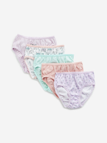 HOP Kids Multicolour Printed Cotton Briefs - Pack of 5