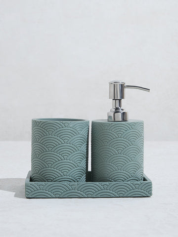 Westside Home Green Shell Textured Bathroom Accessory Set