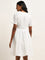 LOV White Embroidered Tiered Cotton Dress