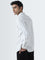 WES Casuals White Stripe Printed Slim-Fit Cotton Shirt