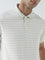 WES Casuals Beige Stripe Design Relaxed-Fit Polo T-Shirt