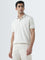 WES Casuals Beige Stripe Design Relaxed-Fit Polo T-Shirt