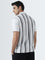 WES Casuals Grey Striped Relaxed-Fit Polo T-Shirt