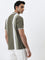 WES Casuals Olive Striped Relaxed-Fit Polo T-Shirt