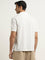 WES Casuals White Floral Relaxed-Fit Cotton Polo T-Shirt