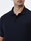 WES Casuals Navy Solid Relaxed-Fit Polo T-Shirt