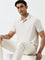 WES Casuals Light Beige Textured Relaxed-Fit Polo T-Shirt